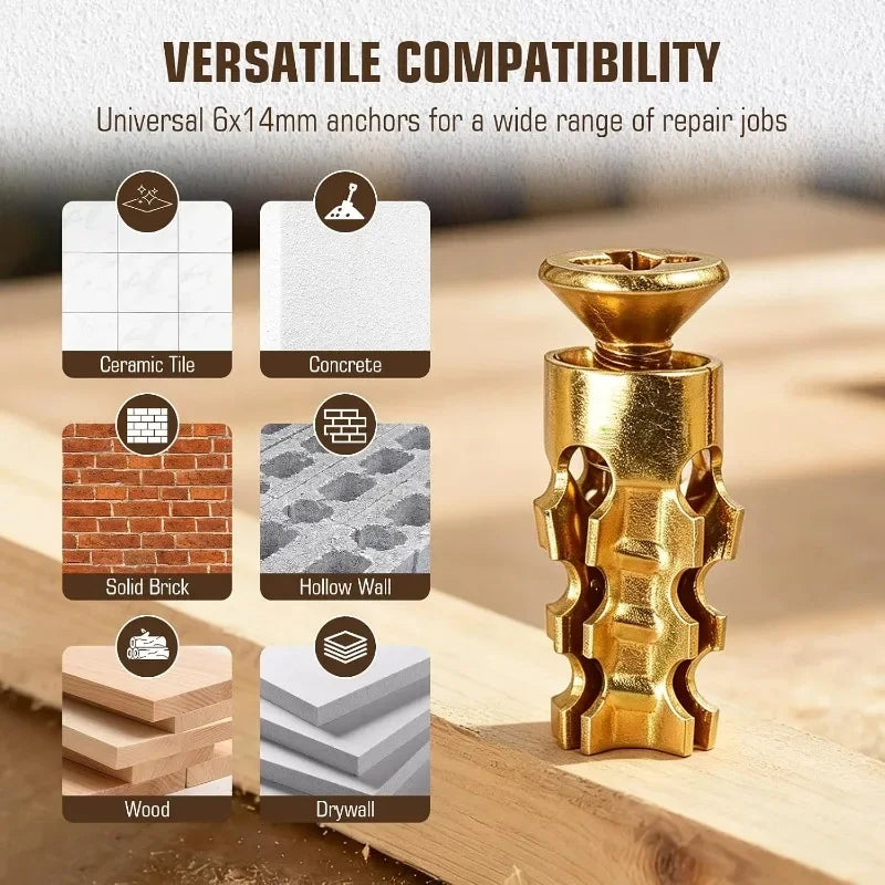 Hollow Wall Metal Anchors with Screws – Drywall & Concrete
