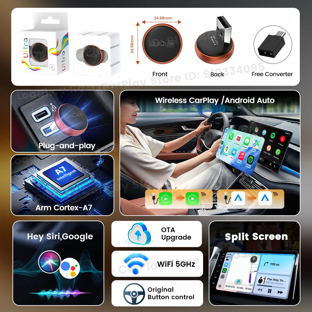 Carlinkit Mini Ultra Wireless CarPlay & Android Auto Adapter - image 3