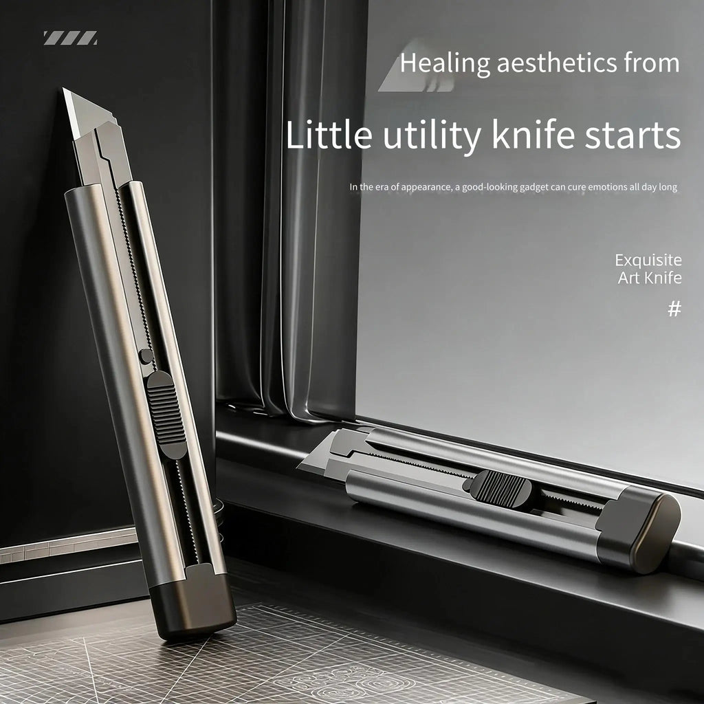 Large Stainless Steel Utility Knife - Heavy-Duty Cutter for Wallpaper, Unboxing, Crafts & Paper Cutting