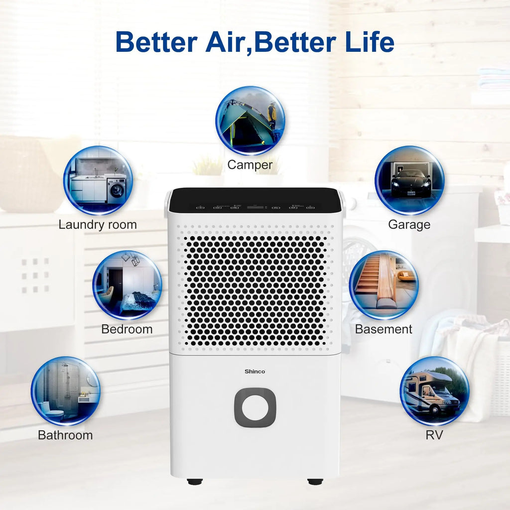 Shinco 30 Pints Dehumidifier for Home and Basements, 1500 Sq.Ft Dehumidifiers with Drain Hose, Auto or Manual Drainage