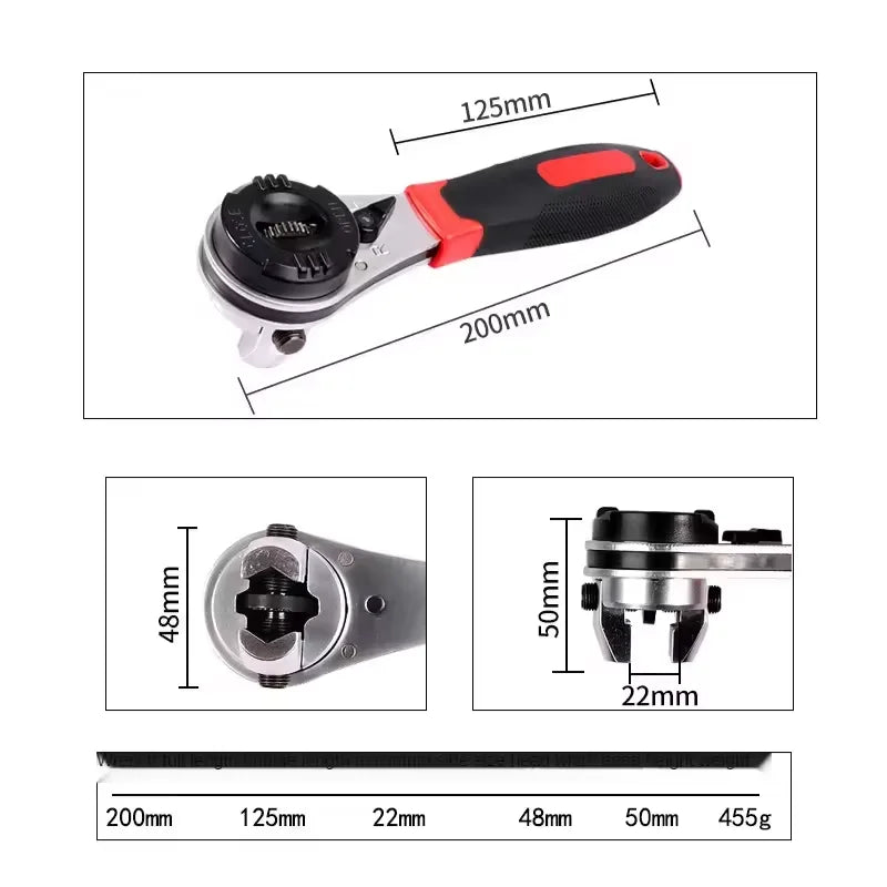 Multifunctional Ratchet Wrench Adjustable 6-22mm Screw Universal Adjustable Ratcheting Wrench Repair Hand Tools