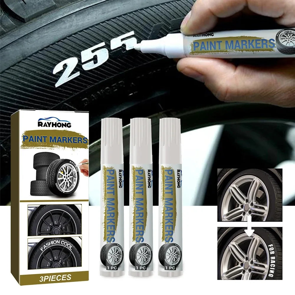 White Tire Paint Marker Pen, Waterproof for Rubber, Metal and Glass