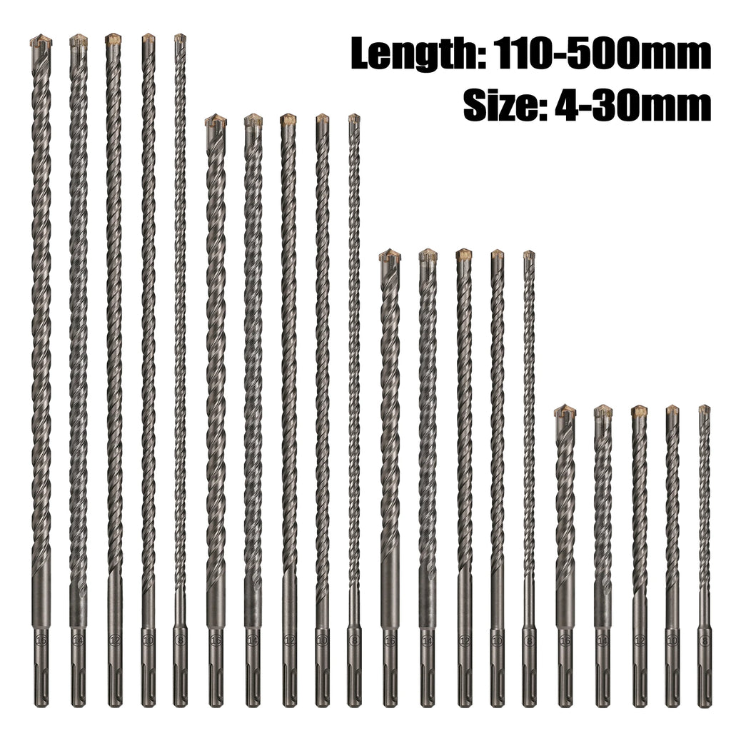 Extended Cross Electric Hammer Drill 110-500mm SDS Plus Through Wall Reinforced Concrete Hard Alloy Four Blade Impact Drill Bit