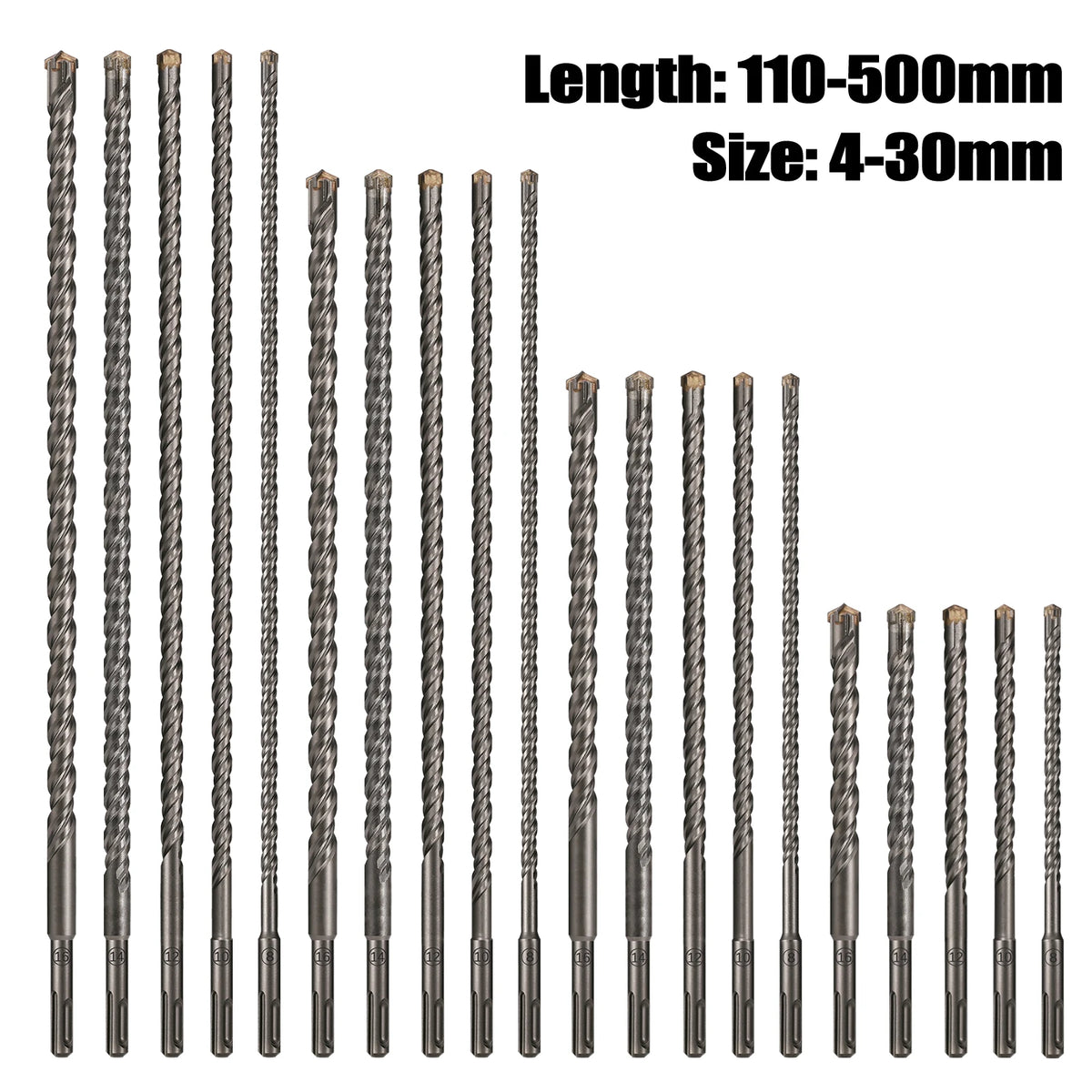 Extended Cross Electric Hammer Drill 110-500mm SDS Plus Through Wall Reinforced Concrete Hard Alloy Four Blade Impact Drill Bit