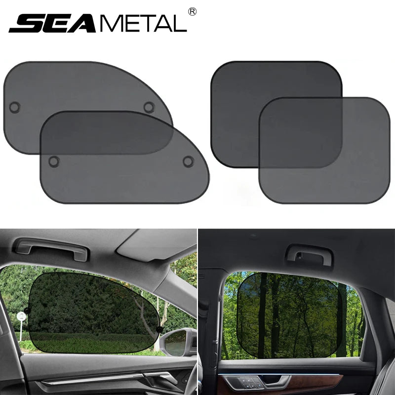 Suction Cup Side Window Sun Shade Curtains, Set of 2