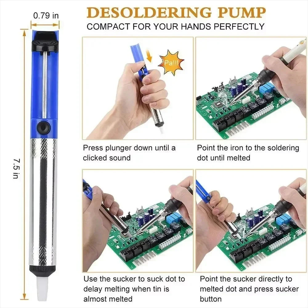 Soldering Iron Kit Welding Tool Soldering Kit with LCD Digital Multimeter 60W Soldering Iron 5 Extra Tips