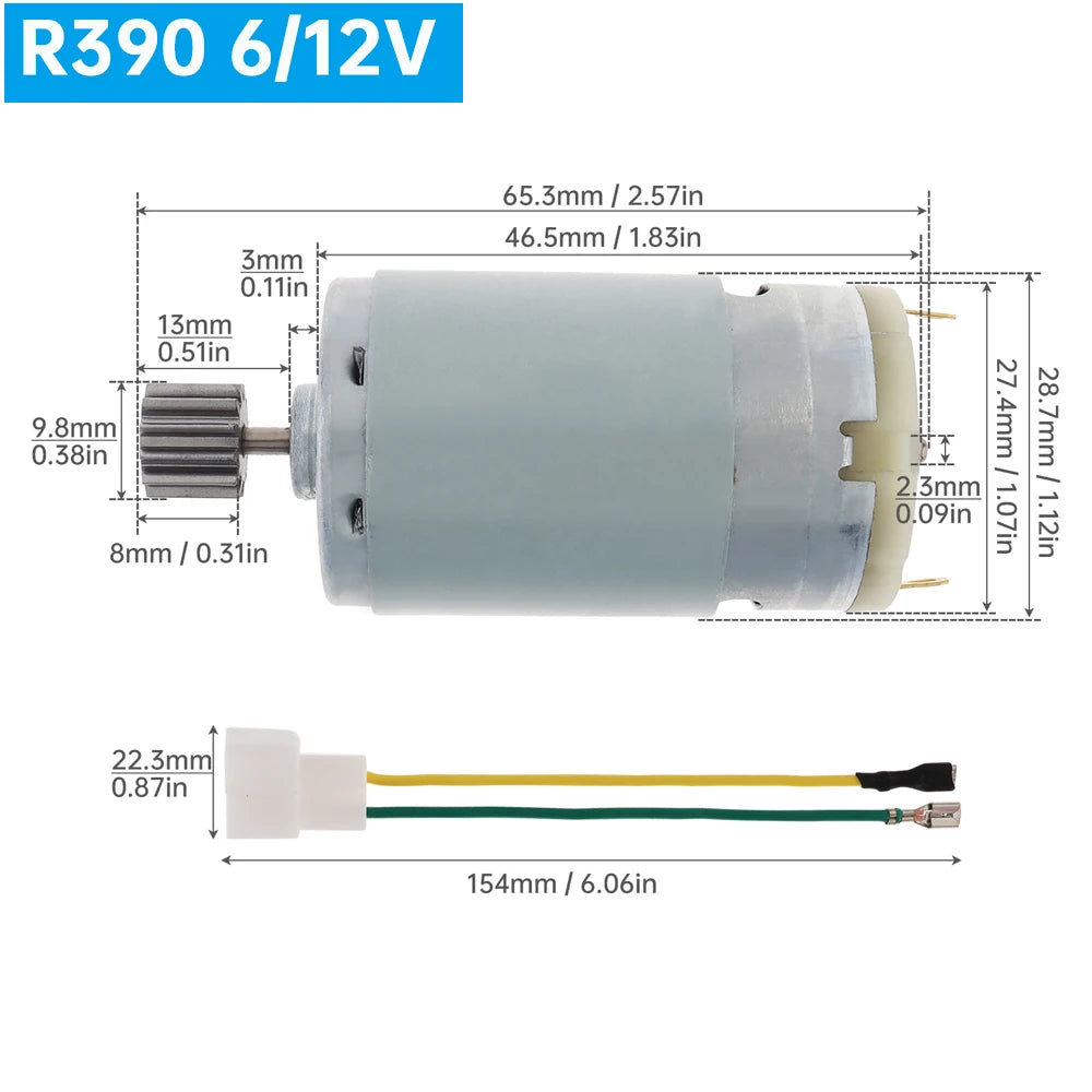 1pc R390/380 12 Teeth DC Motor 6/12V 12000-20000RPM Kids Ride On Toys Car Motor High Speed Electric Motor for Remote Control Car