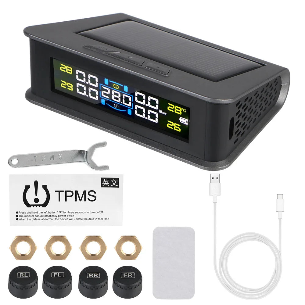 Solar Tire Pressure Monitoring System with External TPMS Sensors