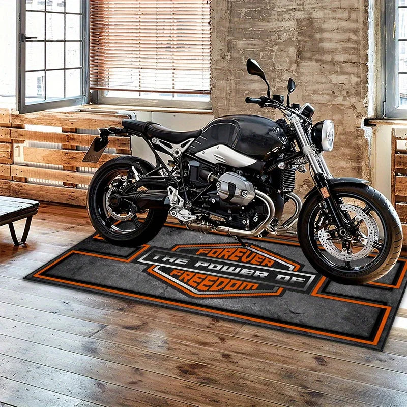 Motorcycle Garage Floor Mat, Non-Slip Wear-Resistant Racing Display Carpet for Indoor and Outdoor Floor Protection