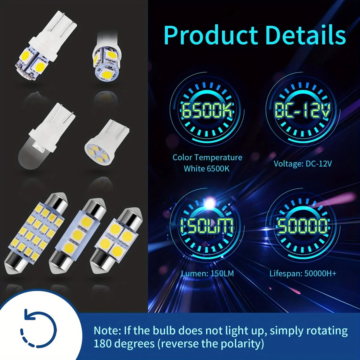 42pcs LED Car Interior Light Kit - 12V Hardwired, No Battery Required