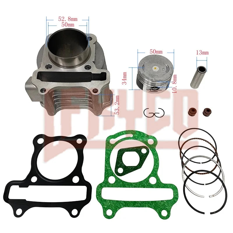 50mm Big Bore Cylinder Kit, GY6 80cc to 100cc, 4-Stroke Moped - view 7
