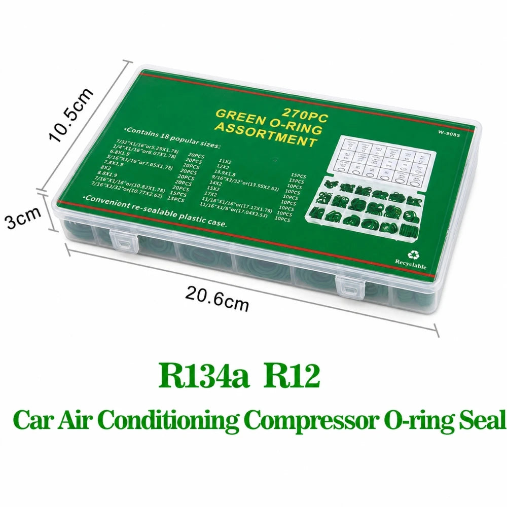 270-Piece Air Conditioning O-Ring Kit, 36 Sizes