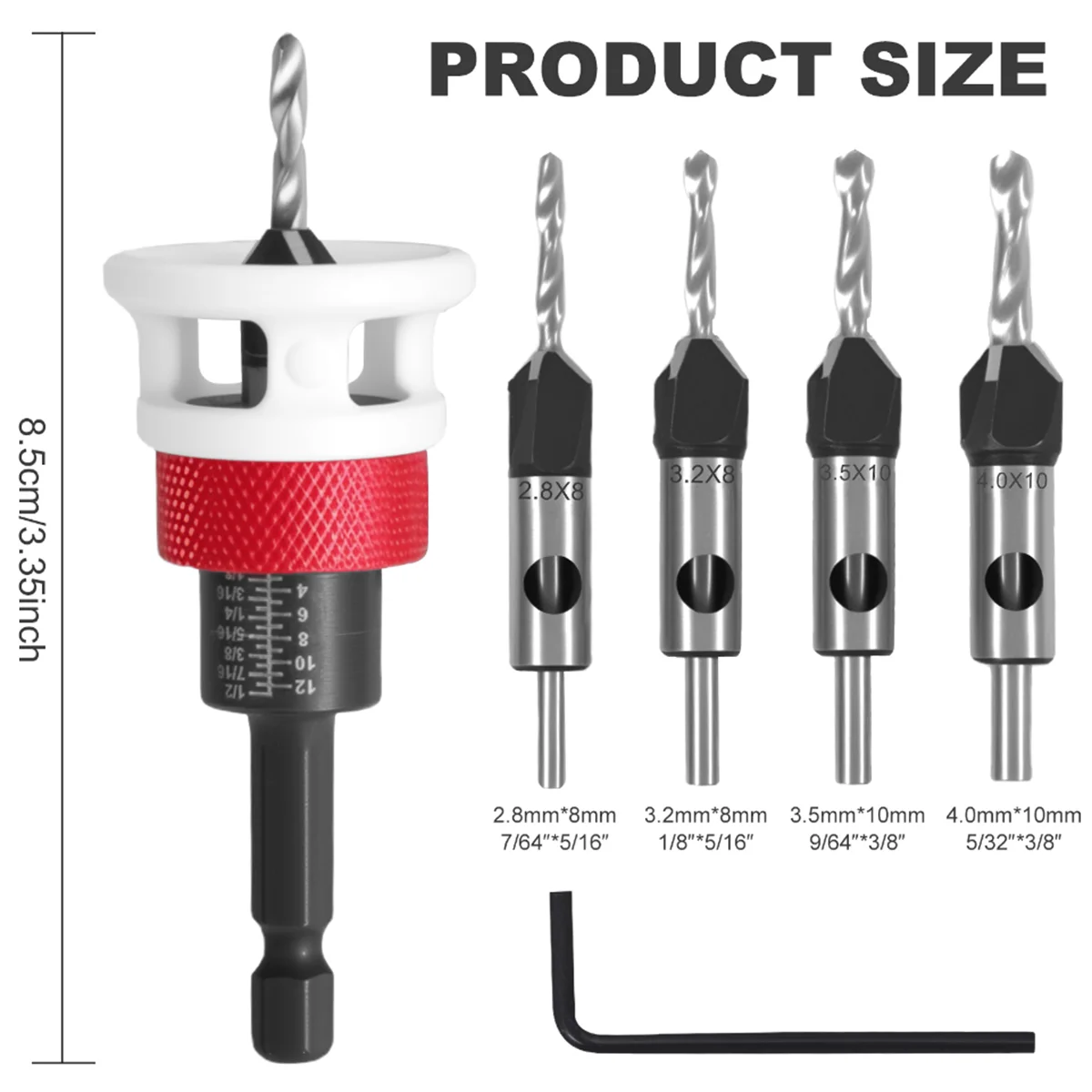 Adjustable Depth HSS Countersink Drill Bit for Woodworking Screws
