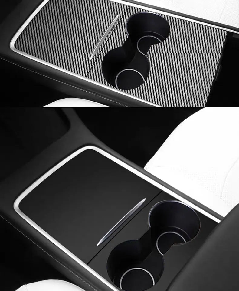 Wood Grain and Carbon Look Center Console Film for Tesla Model Y 2021-2023