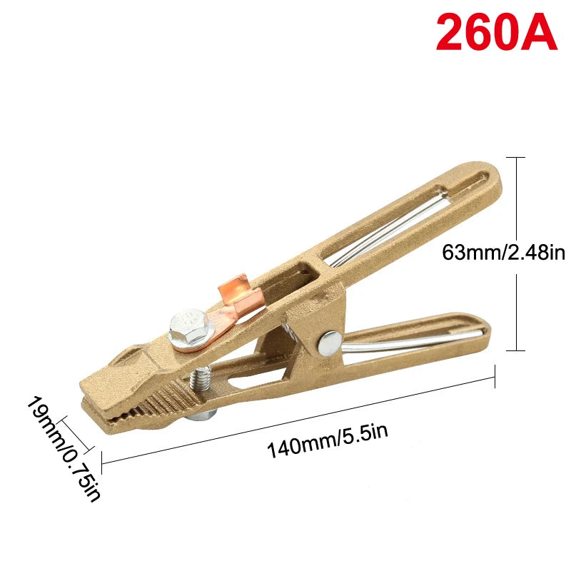 260/300/500A Brass A-Shape Welding Ground Clamp, High Conductivity