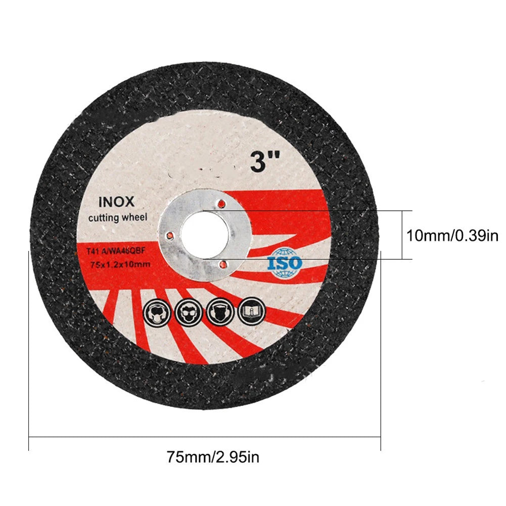 10-Pack 3-Inch Cutting Discs For Angle Grinder, 75mm X 1.2mm X 10mm Resin Fiber Wheels For Metal Steel Stainless Iron