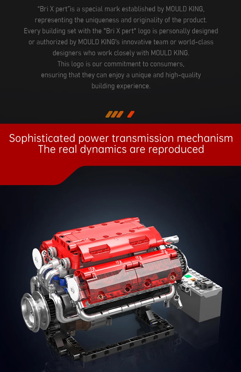 V8 Engine Building Block Model Kit, 500+ Pieces for Ages 8 and Up