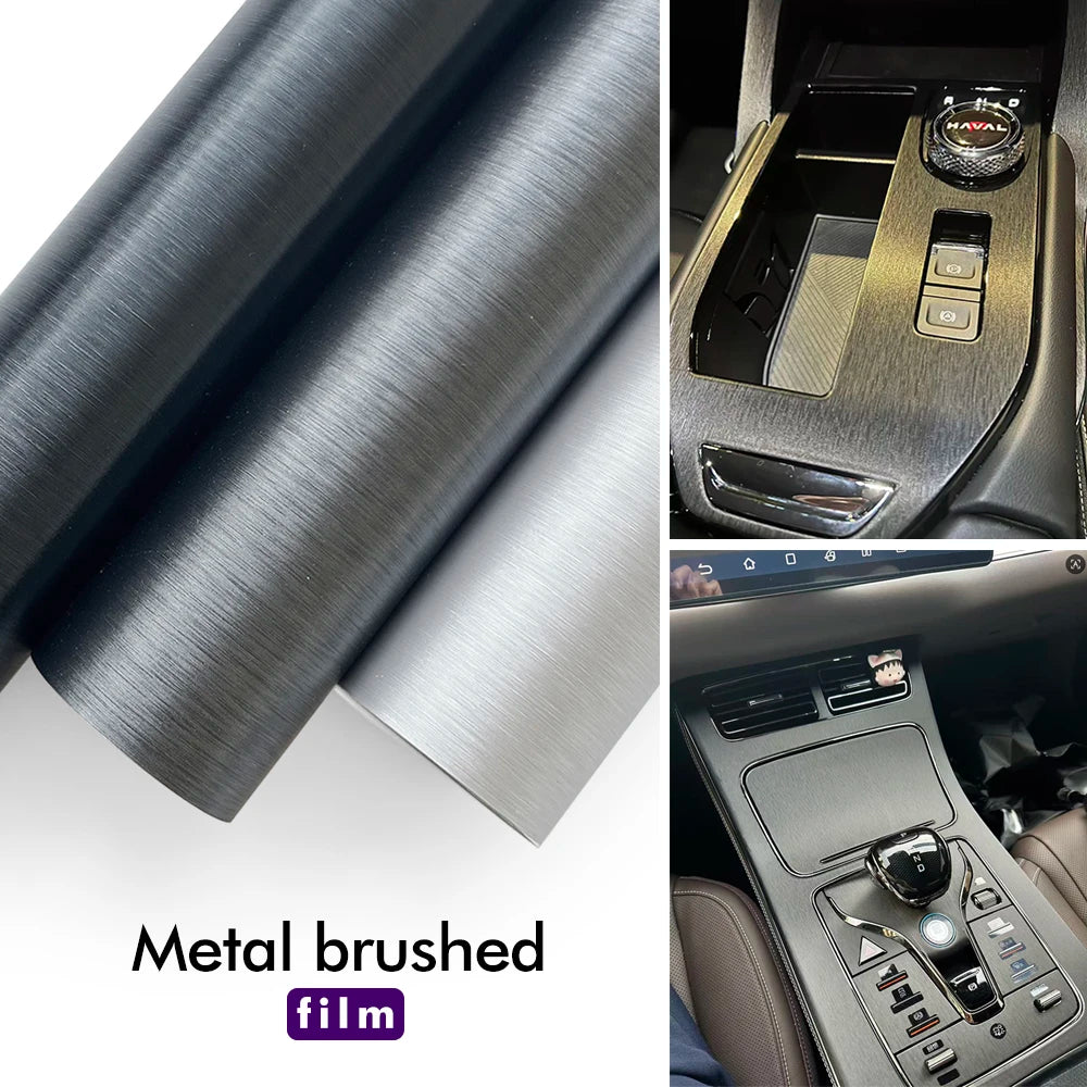 Matte Silver Brushed Aluminum Vinyl Car Wrap Sticker Self-Adhesive
