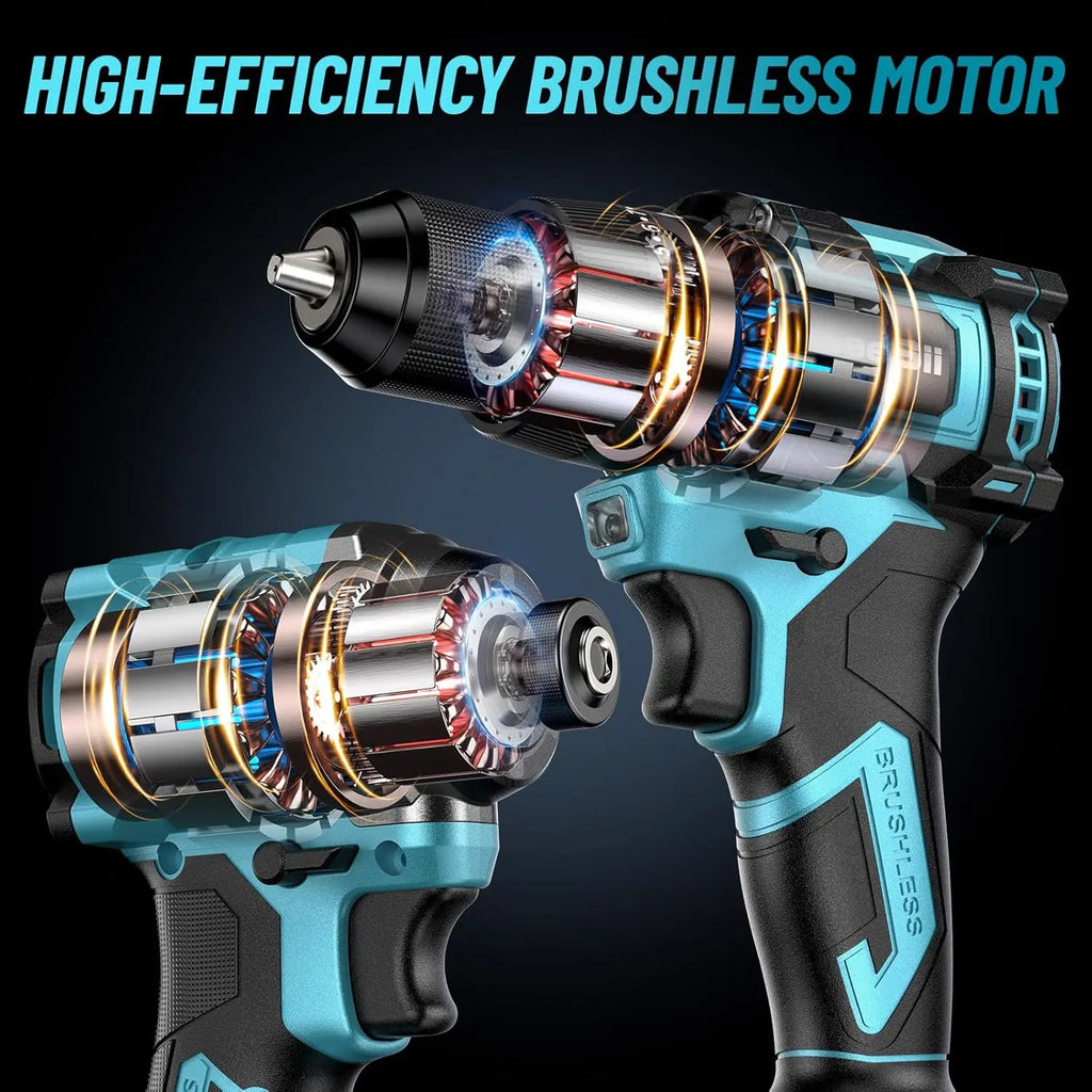 SEESII 21V Brushless Cordless Drill & Impact Driver Kit (2x4.0Ah) - image 4