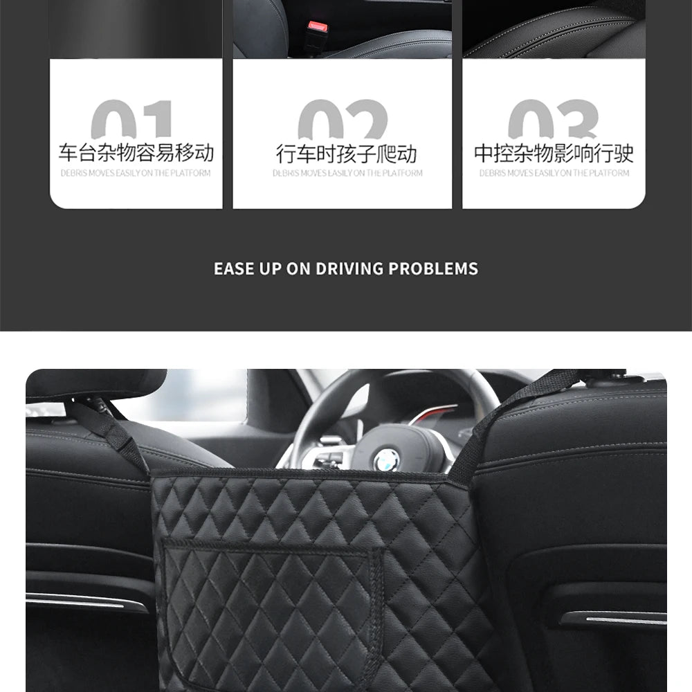 Large Car Middle Seat Storage Bag with Net Pocket