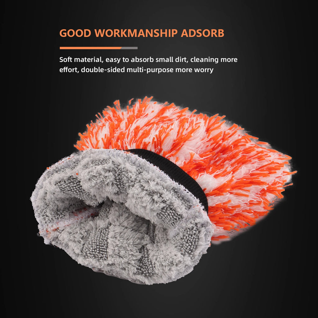 Microfiber Washing and Drying Car Mitt, Soft Plush Scratch-Free Wash Glove