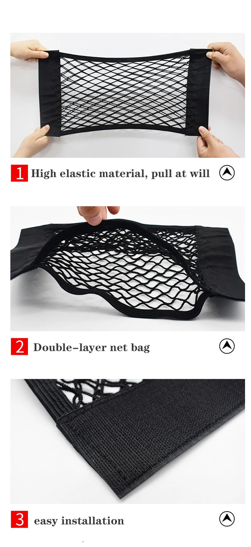 Elastic Mesh Seat Back and Trunk Net Organizer