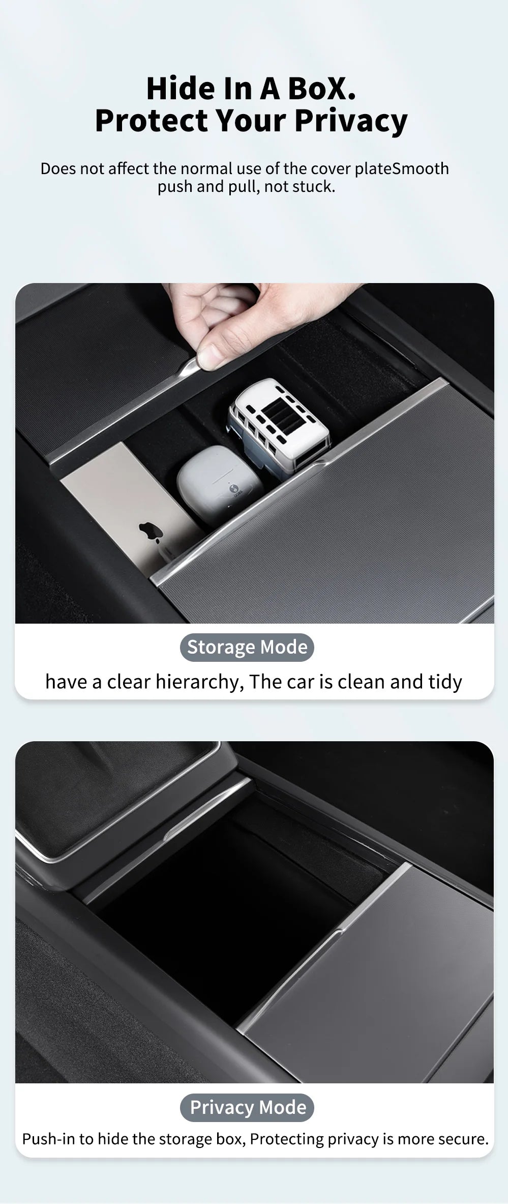 Center Console Storage Box for Tesla Model 3 and Model Y