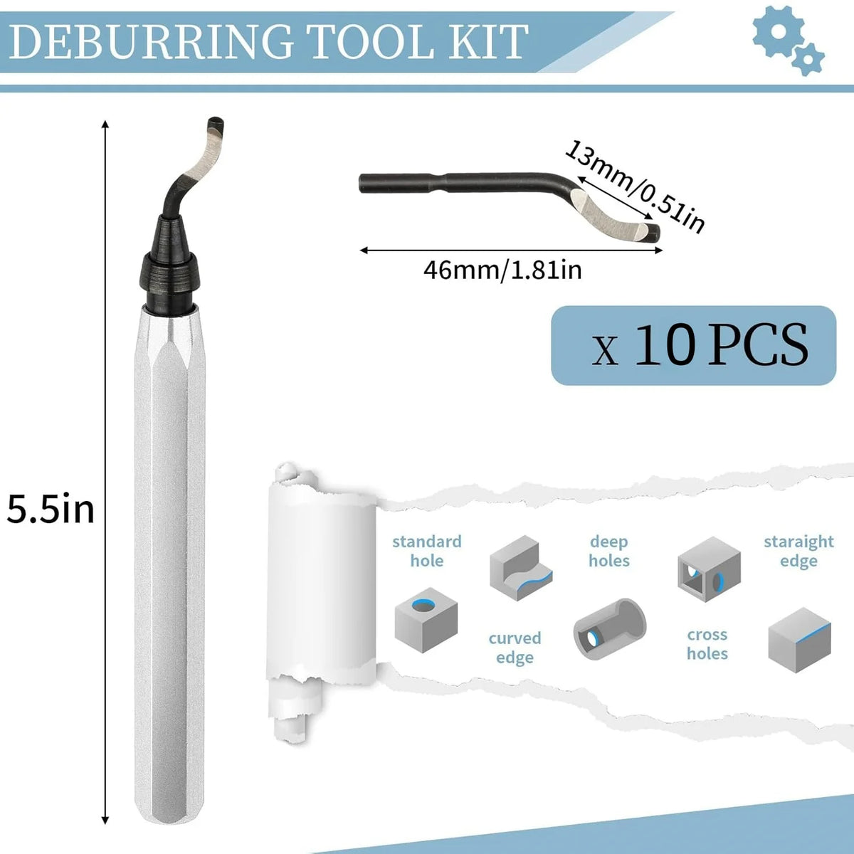 Rotary Deburring Tool with Metal Handle & 11 HSS Blades - image 6