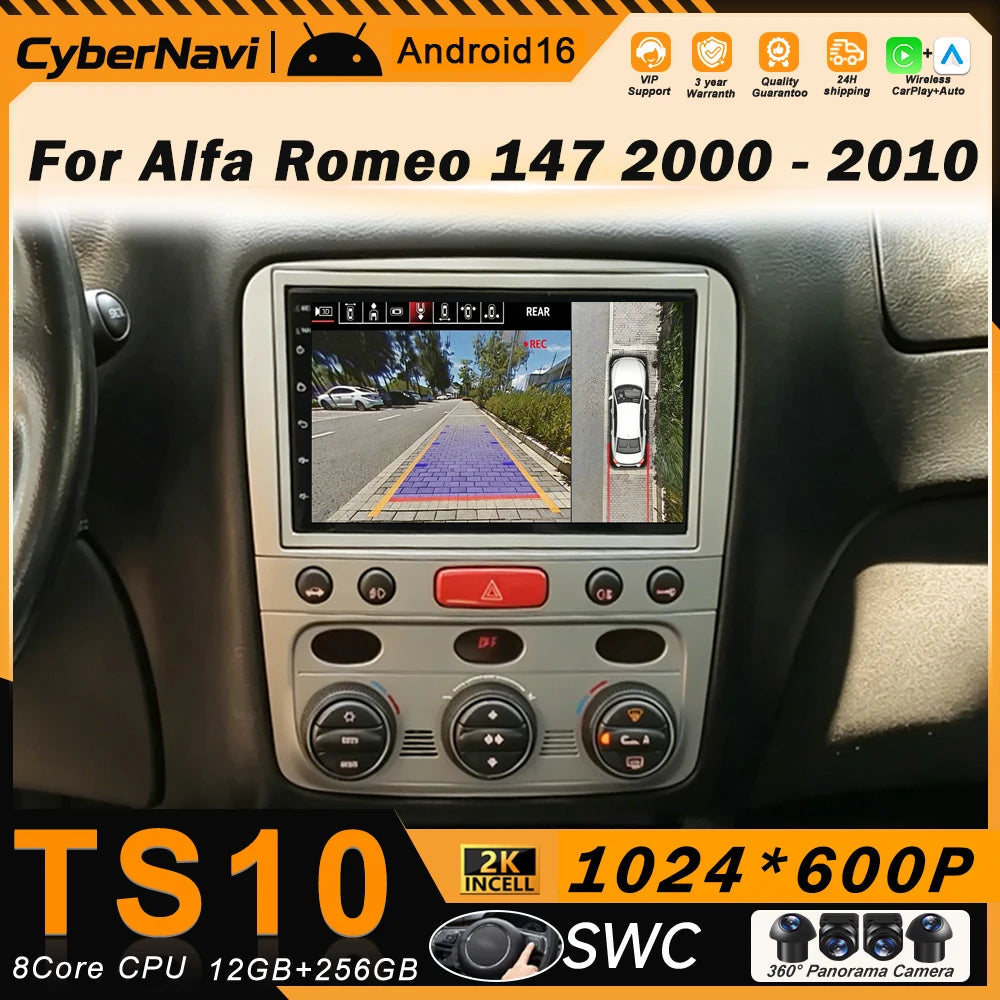 Android 12 Car Stereo Alfa Romeo 147 2000-2010 7-inch GPS Bluetooth