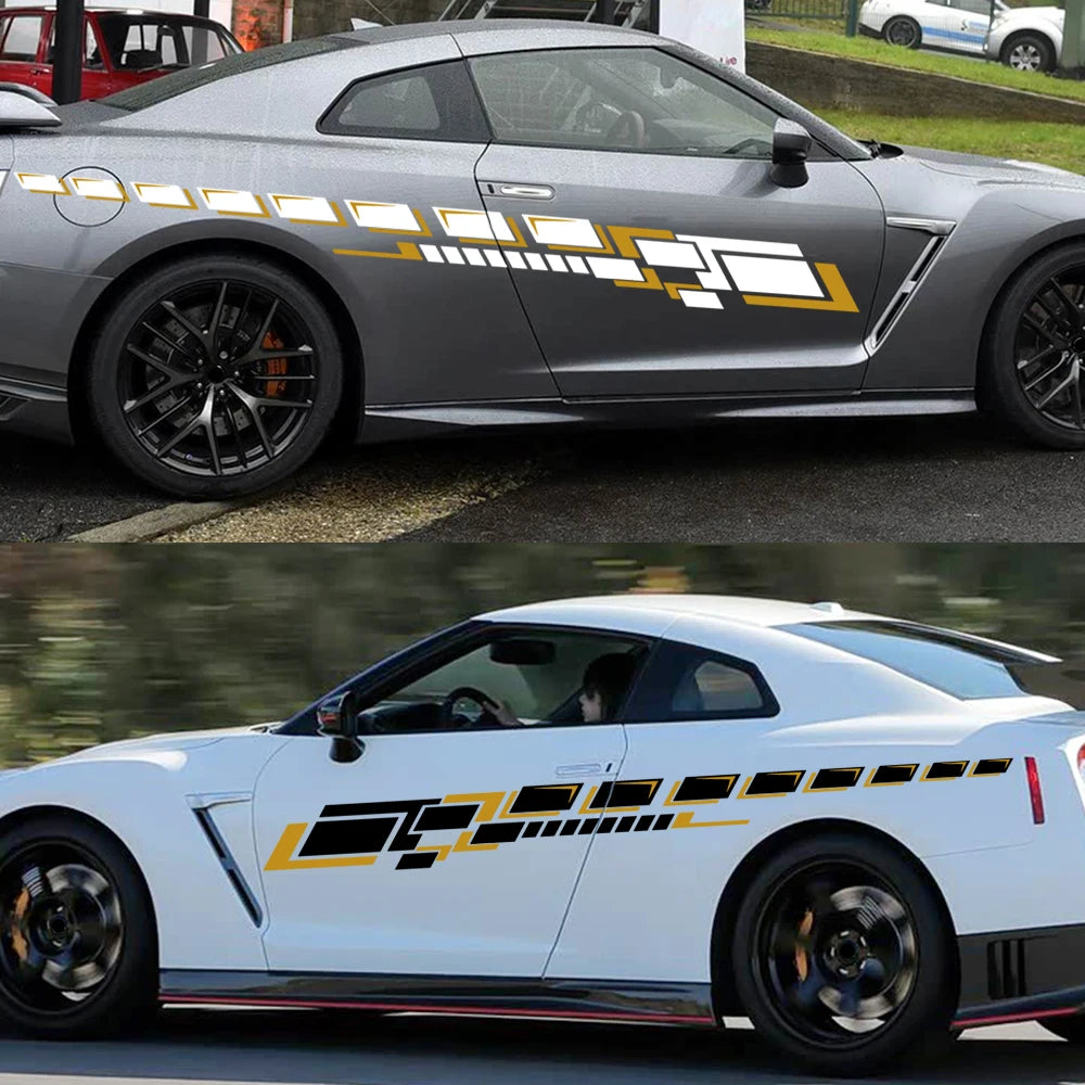 Car Body Side Strip Decal, Long Vinyl Stripe, 2pc