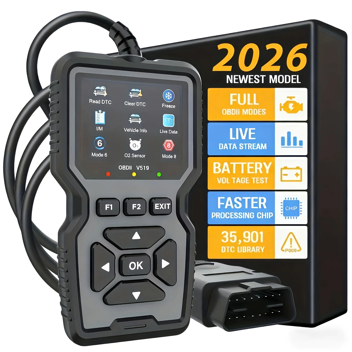 V519 OBD2 Scanner, USB Powered Code Reader with Live Data