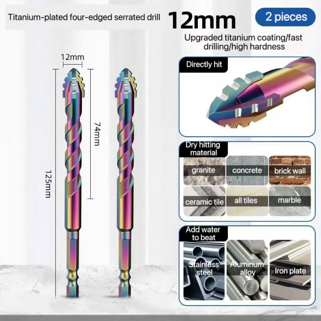 3-12mm Four-Edge Serrated Drill Bit Set for Glass, Tile, Concrete & Metal