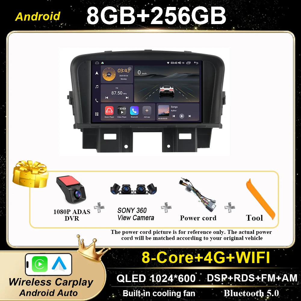 Chevrolet Cruze 2008-2014 Android Touchscreen CarPlay GPS Stereo - image 11