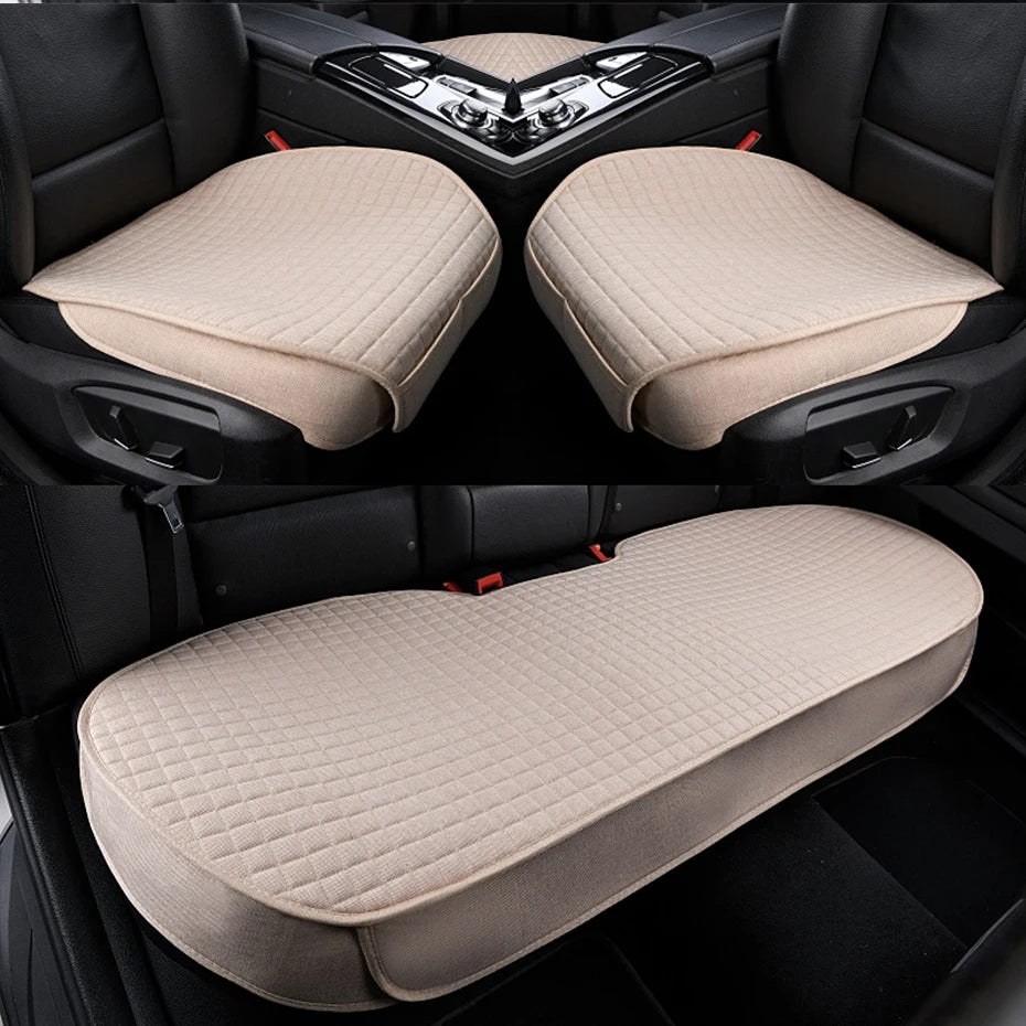 Breathable Flax Car Seat Cushions, Front, Rear and Full Sets