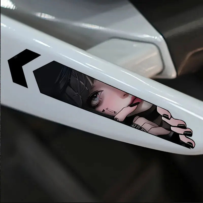 Pair of Peeking Anime Girl Motorcycle Decals for Front Forks - view 6