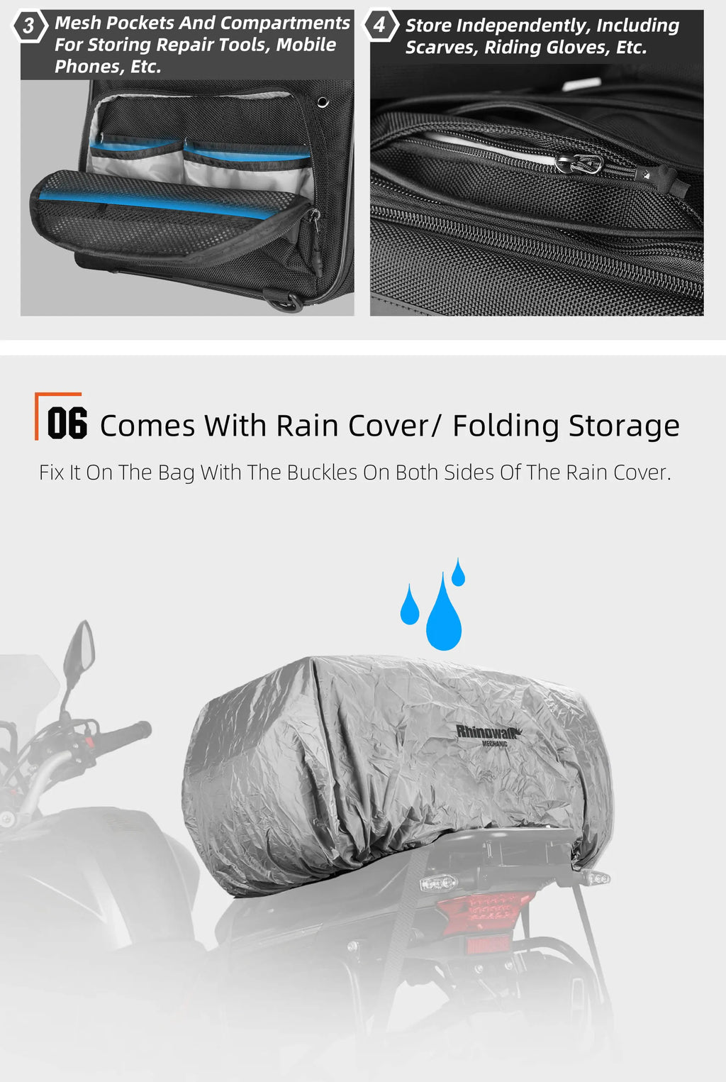 Rhinowalk 70L Magnetic Motorcycle Saddle Bag - image 20