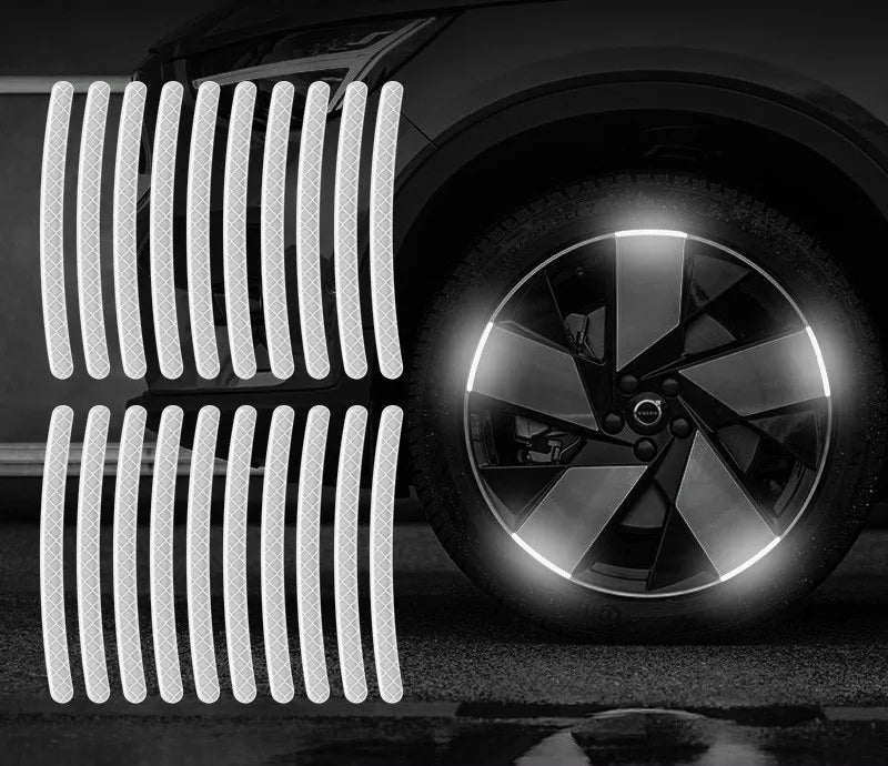 Reflective Stickers for Wheel Rims, Door Handles and Rear Bumper