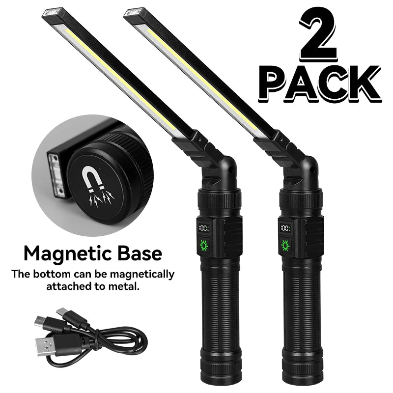 Magnetic Work Light All Aluminum and 1500 High Lumens Rechargeable LED Work Light 7 Mode and 360° Rotation Mechanic Light Recha