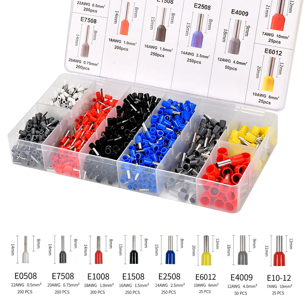 1200-Piece Wire Ferrule Terminal Kit – Insulated Cord End Connectors