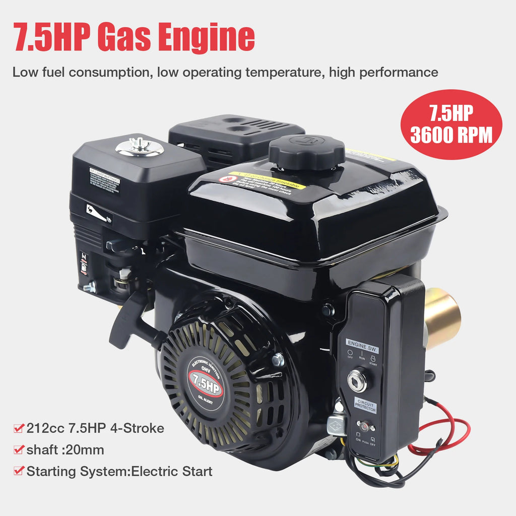 7.5HP 210cc 4-Stroke Gas Engine with Electric Start