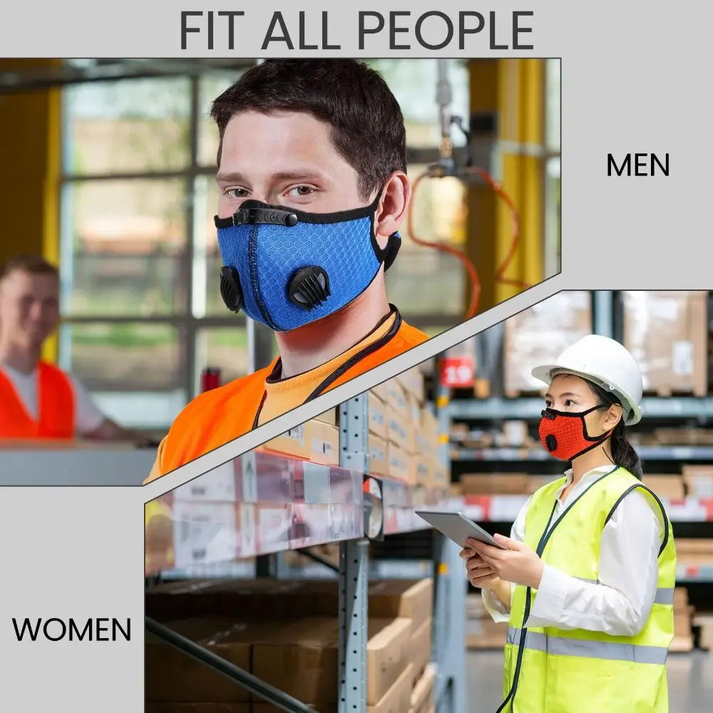 Breathable Ergonomic Dust Mask Nose Clamp Adjustable Respirator Mask Anti-Dust Washable Activated Carbon Filters Construction