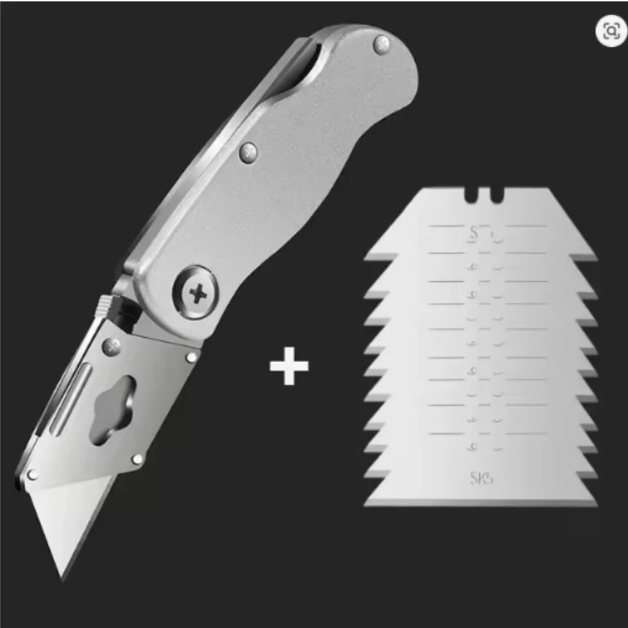 Utility Knife  Retractable Sharp Cut Heavy-duty Folding Knife Aluminum Plastic Handle Blade With Lock Portable Set
