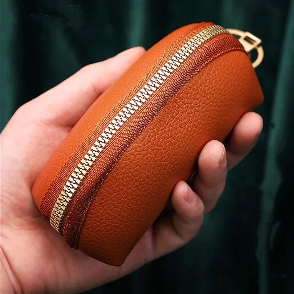 Car Keychain Covers Men Key Holder Leather Car Key Wallets Housekeeper Keys Organizer Zipper Key Case Bag Pouch Purse
