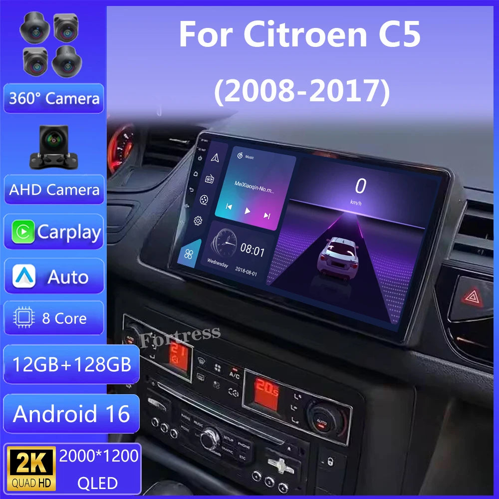 9" Android 16 Carplay Multimedia Stereo for Citroen C5 2008-2017