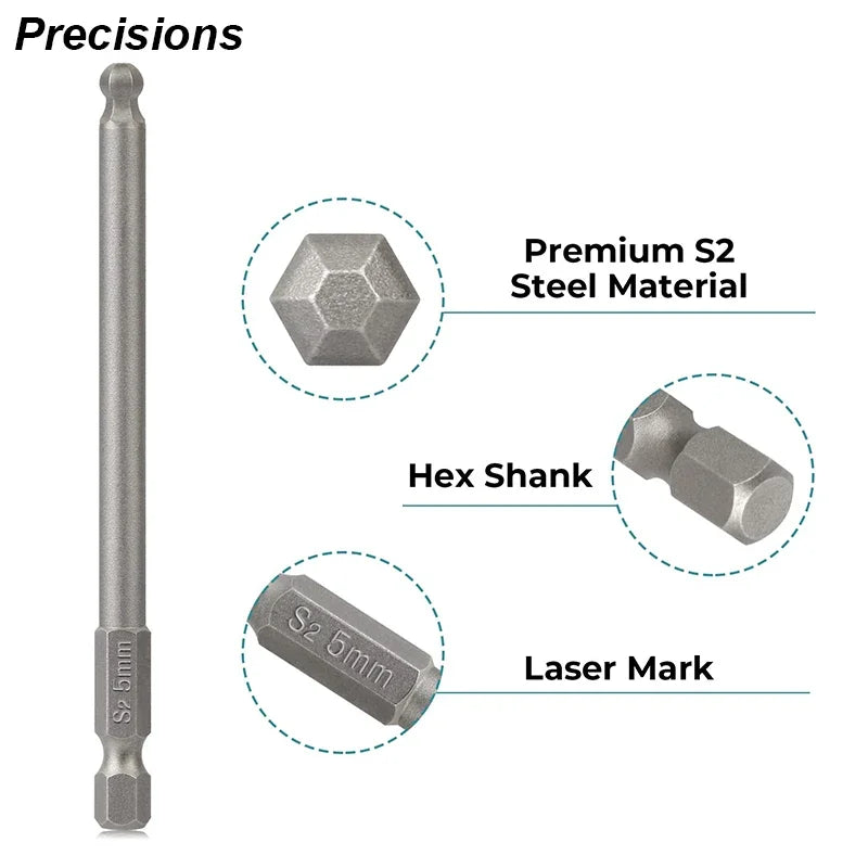 Ball End Hex Screwdriver Bit Set - Magnetic Allen Wrench Bits - image 3