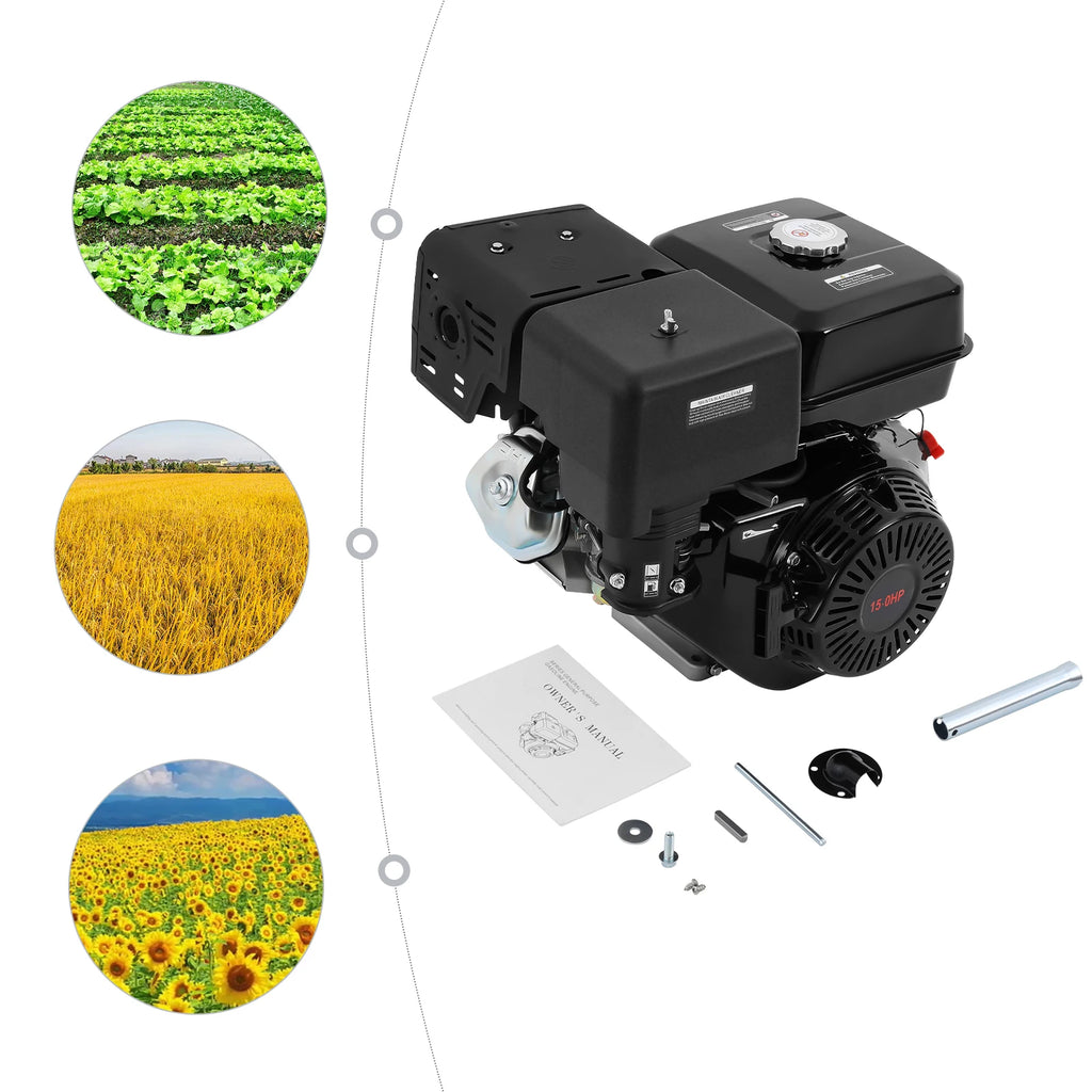 420cc 15HP Gas Engine, 4-Stroke OHV, Pull Start