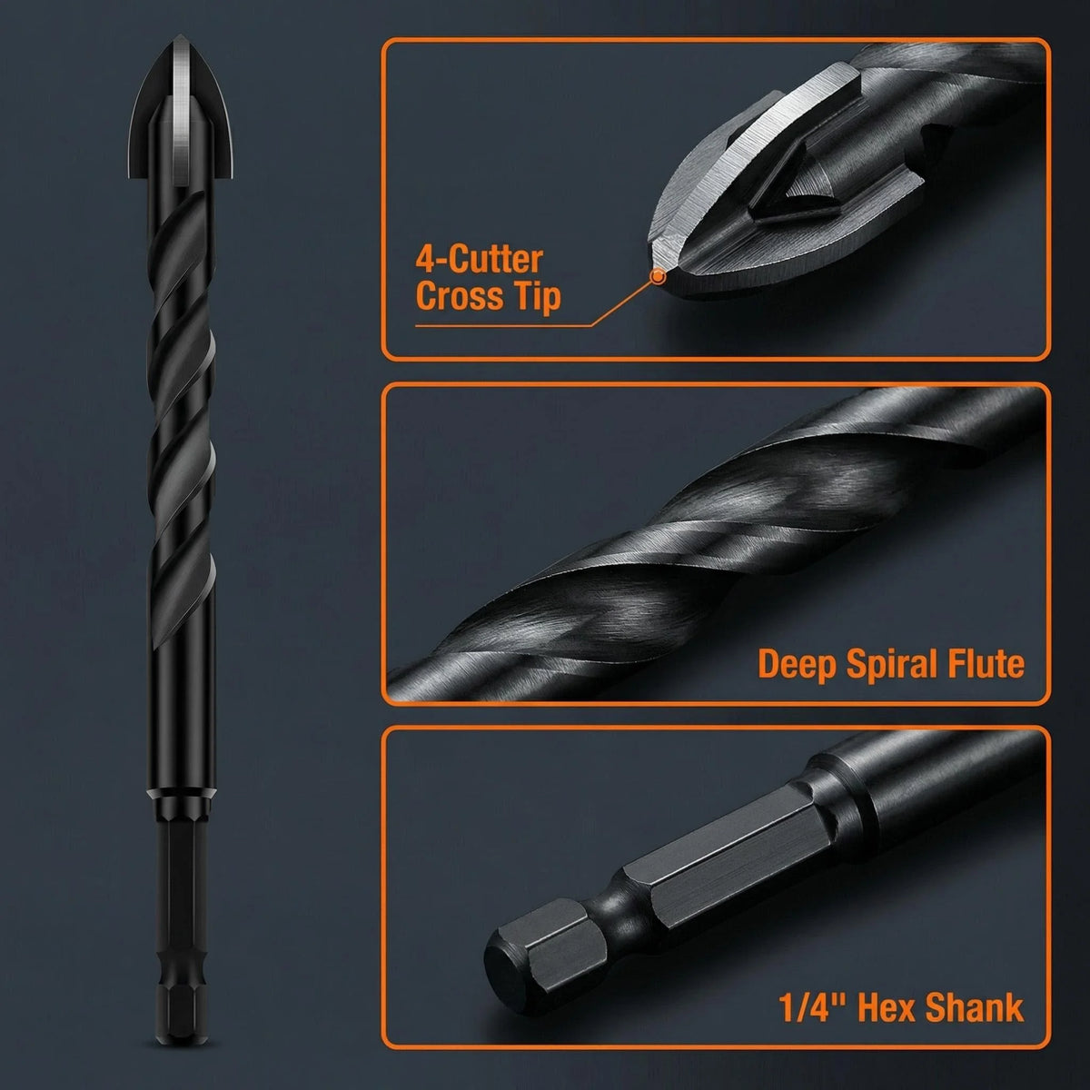 Tungsten Carbide Hex Drill Bit Set 3-12mm for Tile & Ceramic - image 4