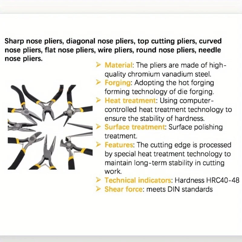 8 Piece Steel Pliers Set Includes Round Needle Pliers Top Scissors Wire Cutters For Indoor And Outdoor Repair Works