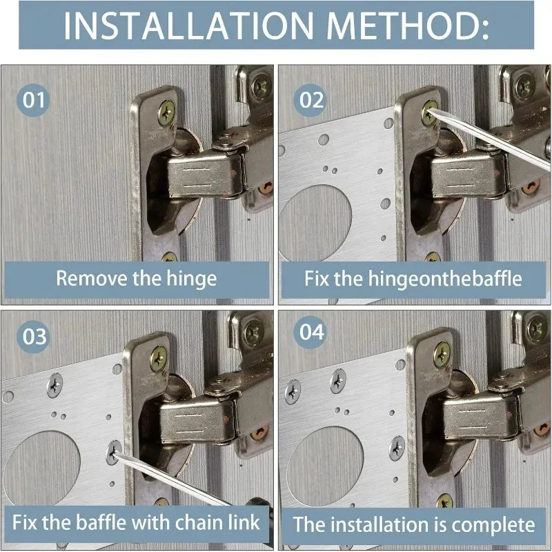Stainless Steel Cabinet Hinge Repair Plate Kit with Screws