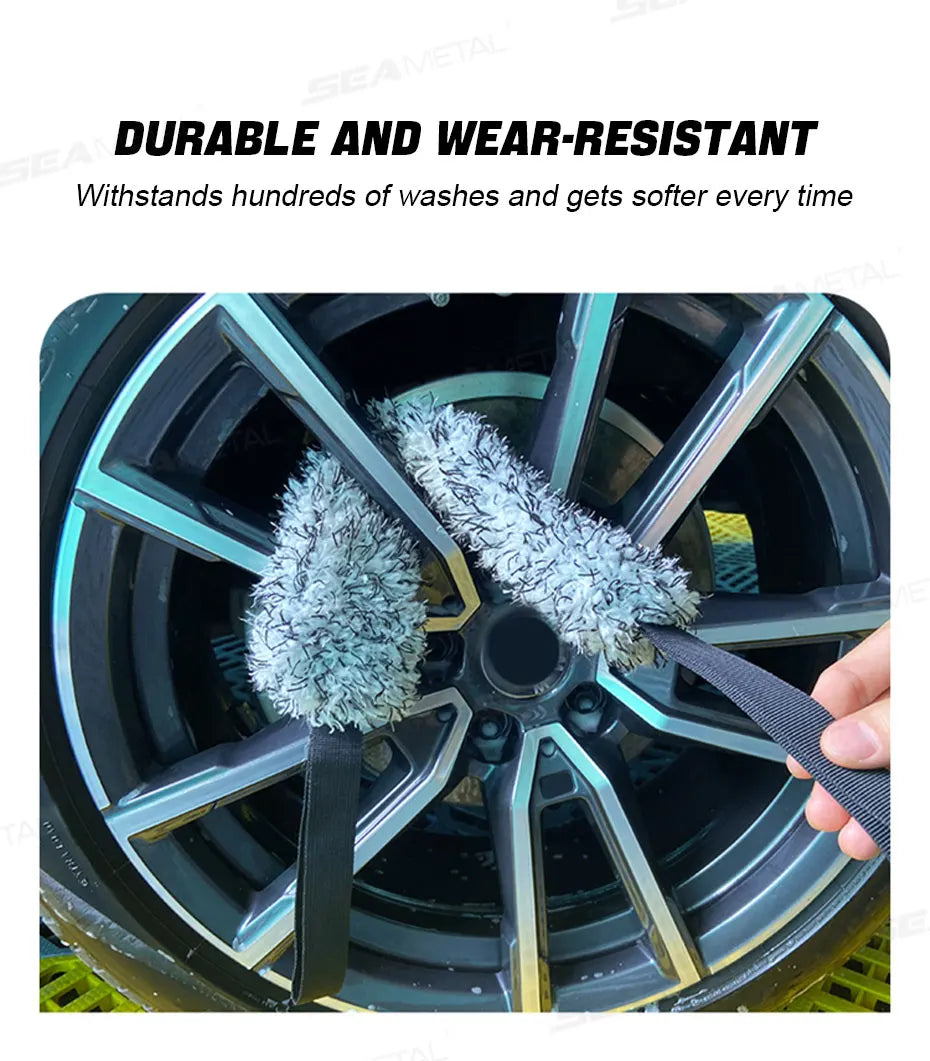 Plush Wheel Wash Towel with Double-Sided Strap